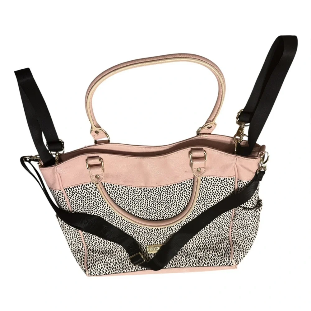 Betsey Johnson Roll Out Diaper Bag. Blush Pink & Black